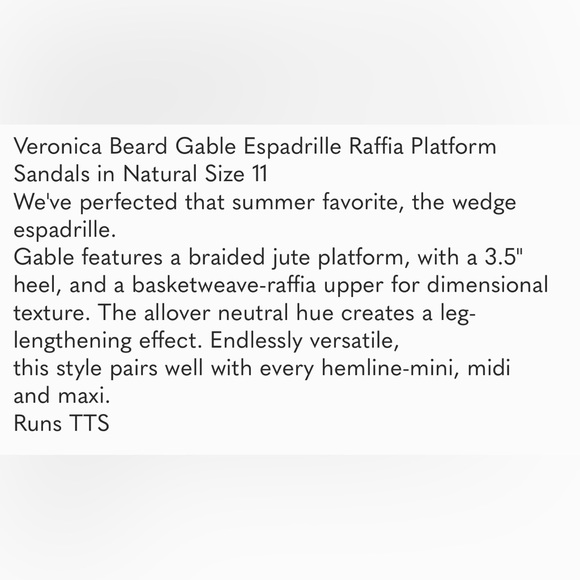 Veronica Beard Gable Espadrille Raffia Platform Sandals in Natural Size 11 - Picture 10 of 10